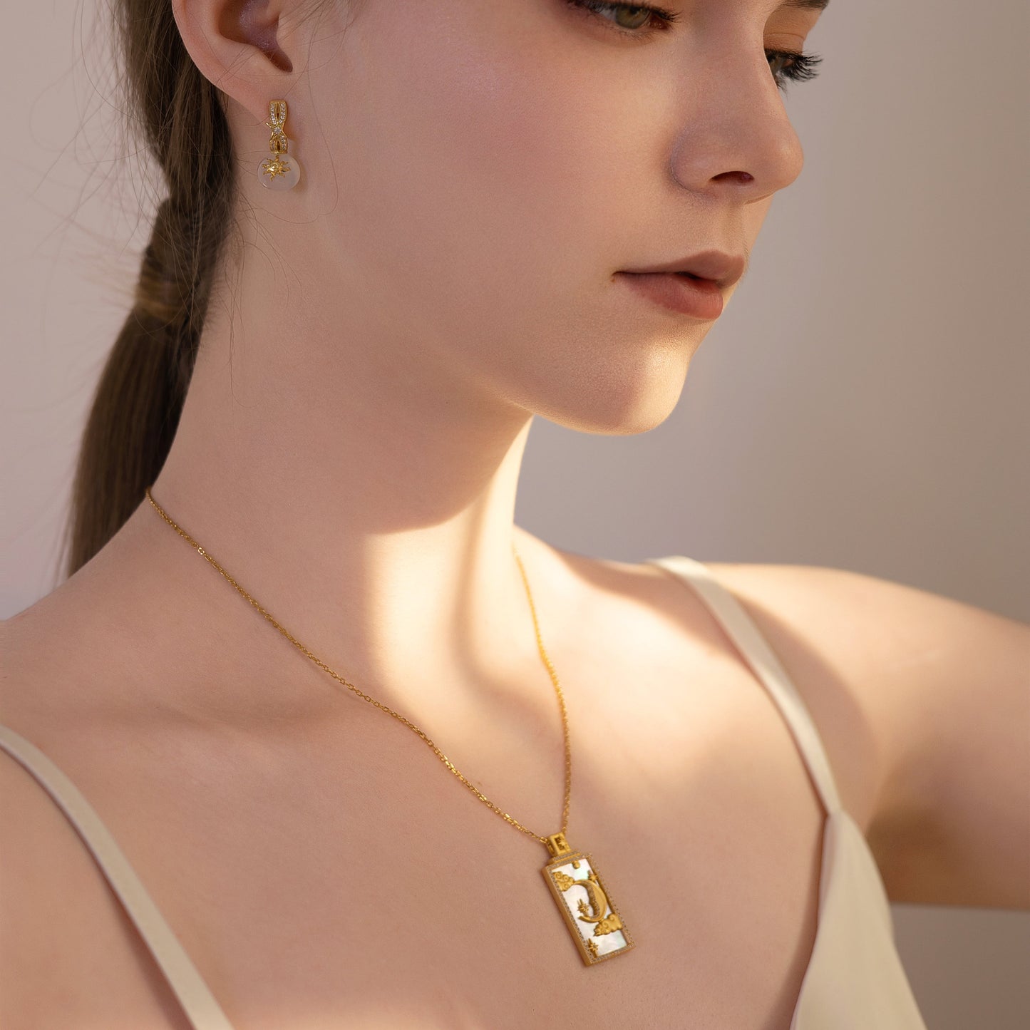 White Agate Small Drop Earrings