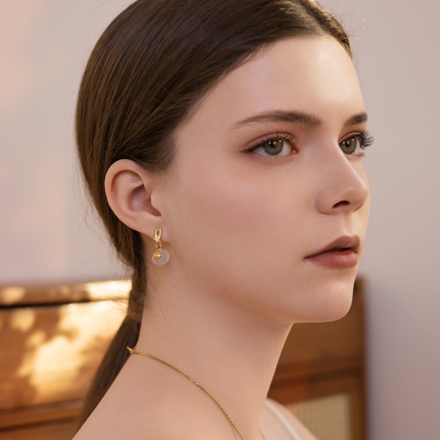 White Agate Small Drop Earrings