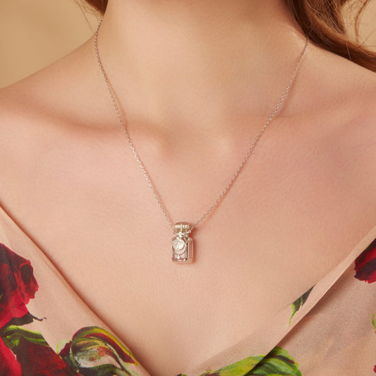 Pink Crystal Essential Oil Perfume Bottle Necklace