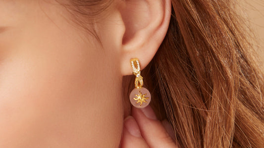 Rose Quartz Gemstone Small Drop Earrings