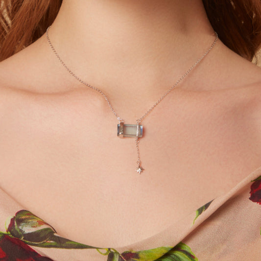 18K Silver Saros Aquamarine Necklace