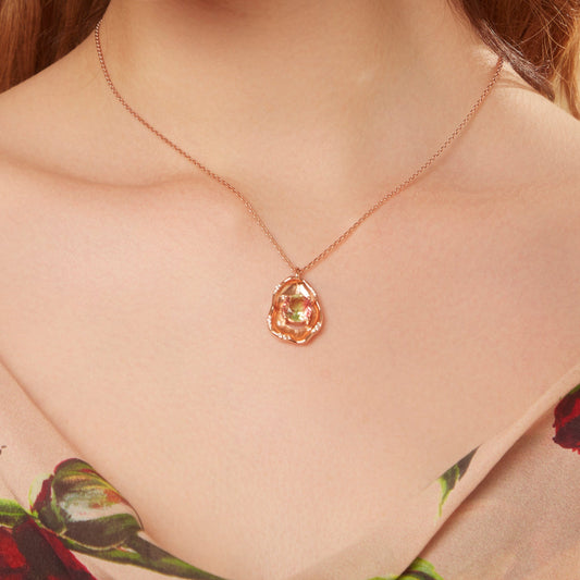 18K Gold Watermelon Tourmaline Necklace