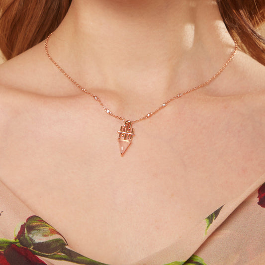 18K Gold Triangle Pink Crystal Necklace