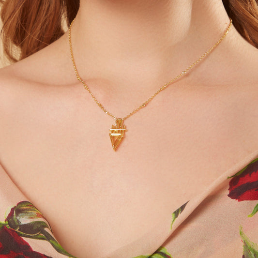 18K Silver Triangle Citrine Necklace