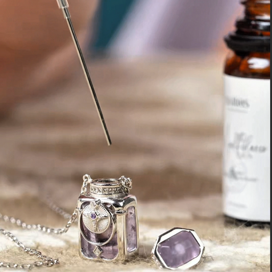 Amethyst Essential Oil Perfume Bottle Necklace