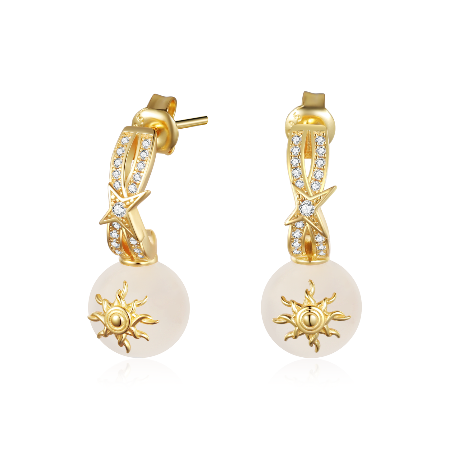 White Agate Small Drop Earrings